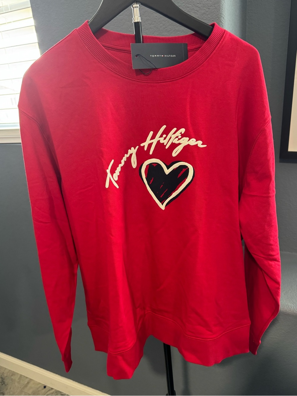 Tommy Hilfiger Bright Red Logo Crewneck Sweatshirt